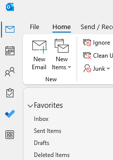 Outlook navigation bar moved to top left